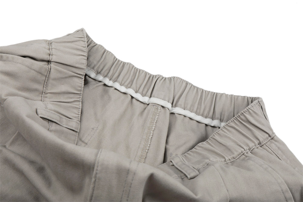 Herringbone patterned workwear with large pockets and shorts undefined