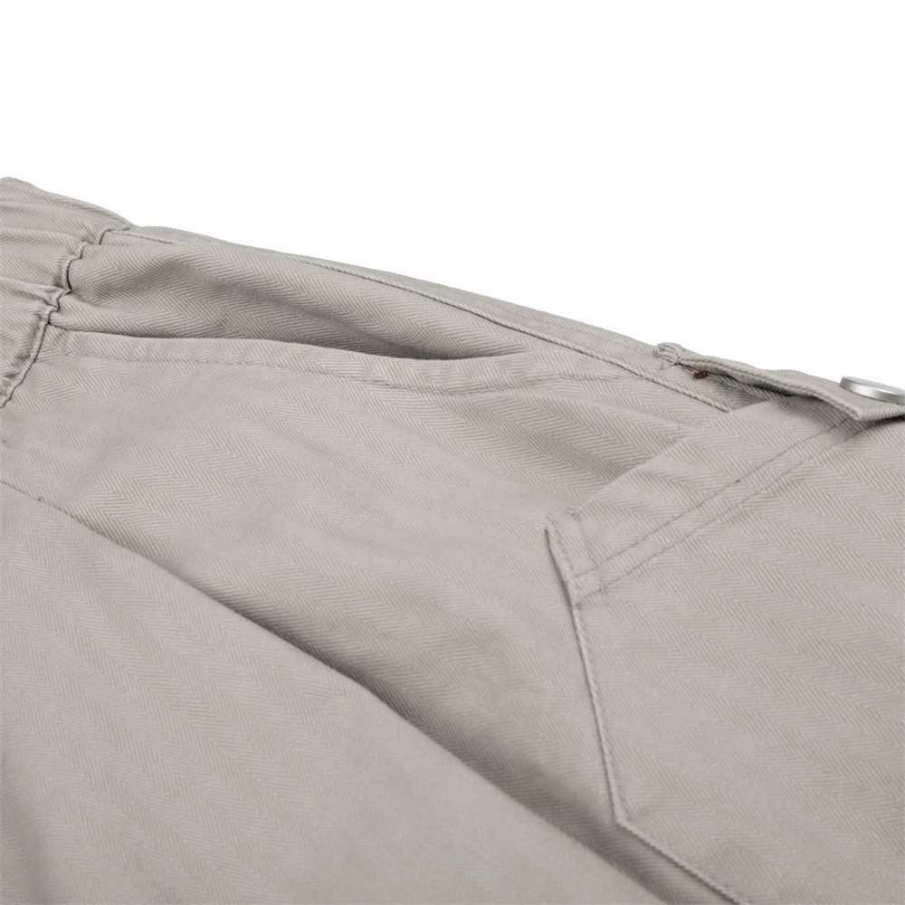 Herringbone patterned workwear with large pockets and shorts undefined