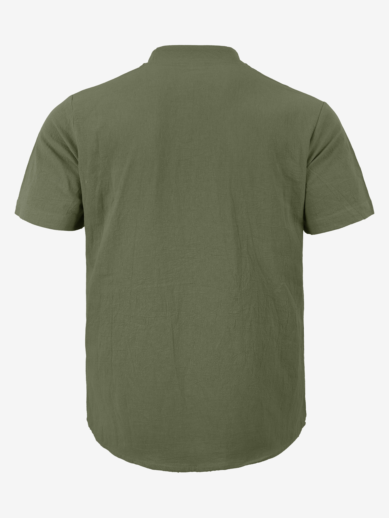 Casual Loose Cotton Linen Short Sleeve Shirt for Men with Stand Collar and Henley Neckline 23BB1AA46321EF4E18F1935E4F738AA4