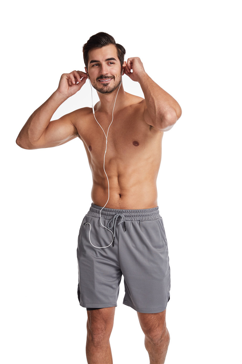 Men's Running Earphone Shorts, Quick-Dry Athletic Shorts, Fitness Fashionable Trendy Anti-See-Through Five-Inch Shorts undefined