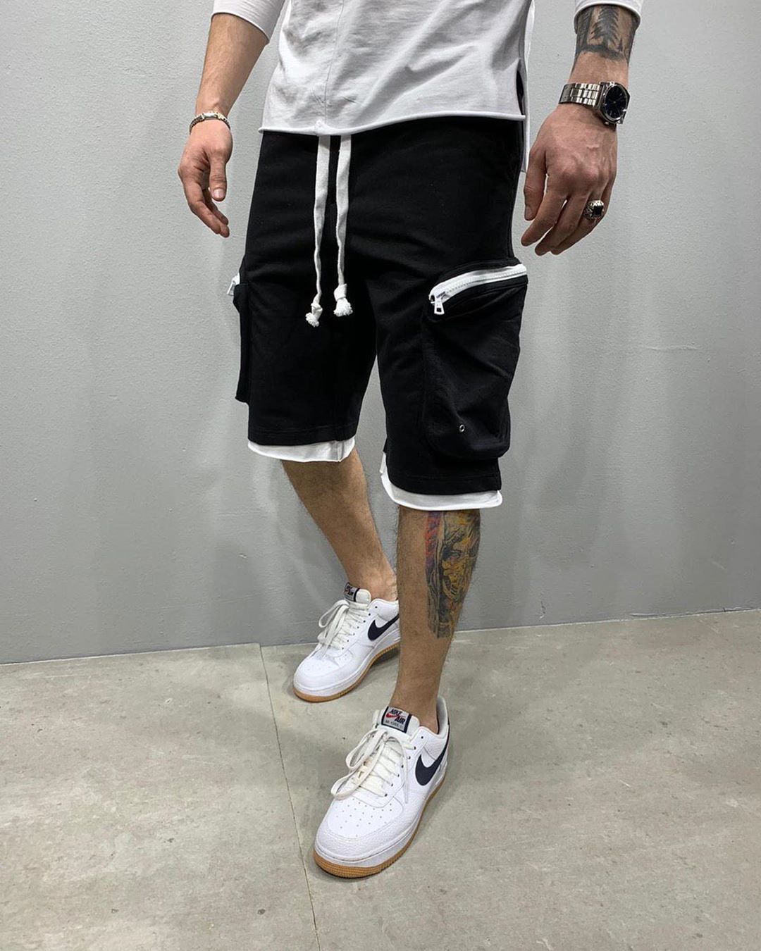 Summer Fitness Shorts for Men, Multi-Pocket Athletic Casual Hip-Hop Drawstring Cargo Pants, 5-Panel Shorts, Breathable Sporty Trendy undefined