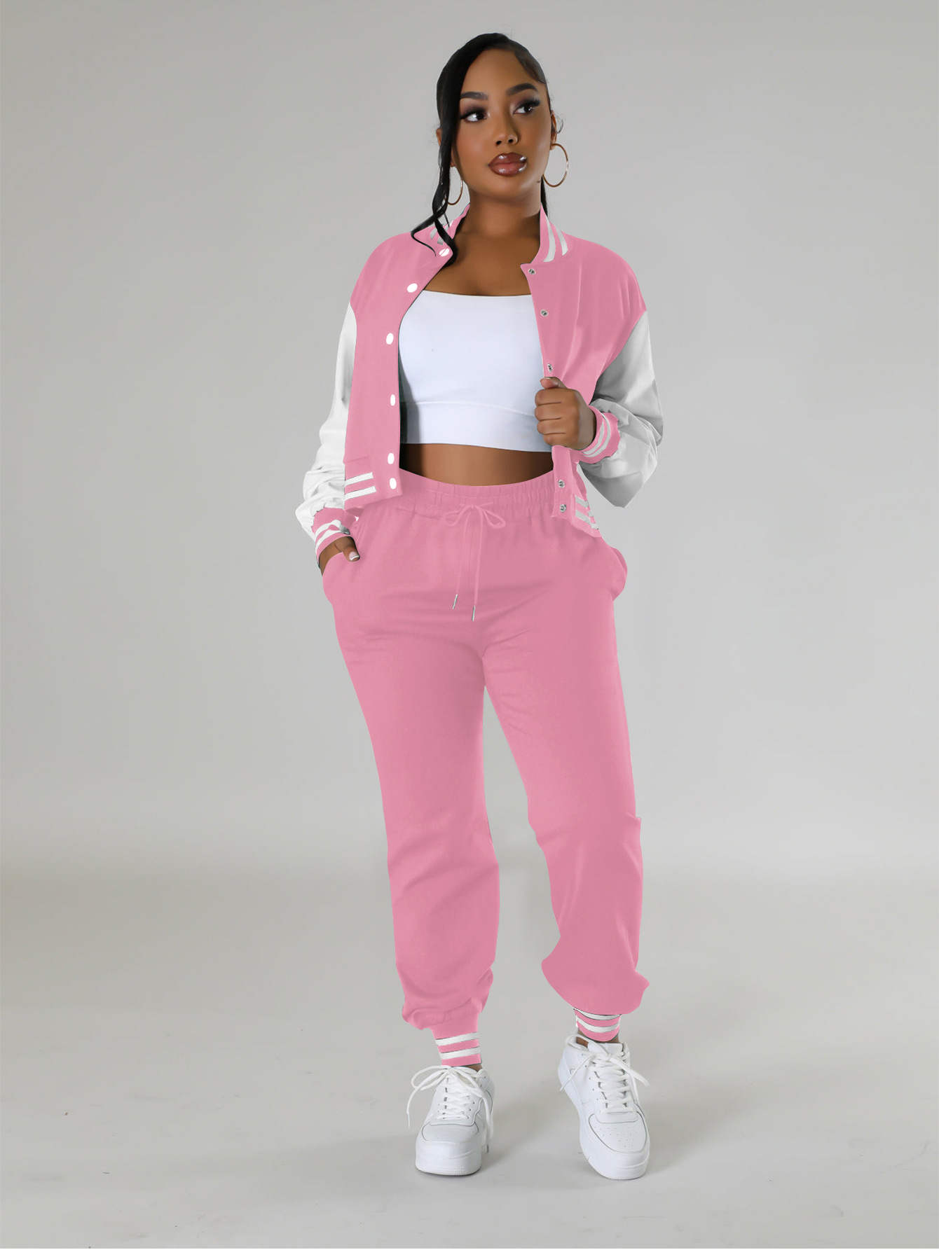 Women's Varsity Jacket Jogger Set