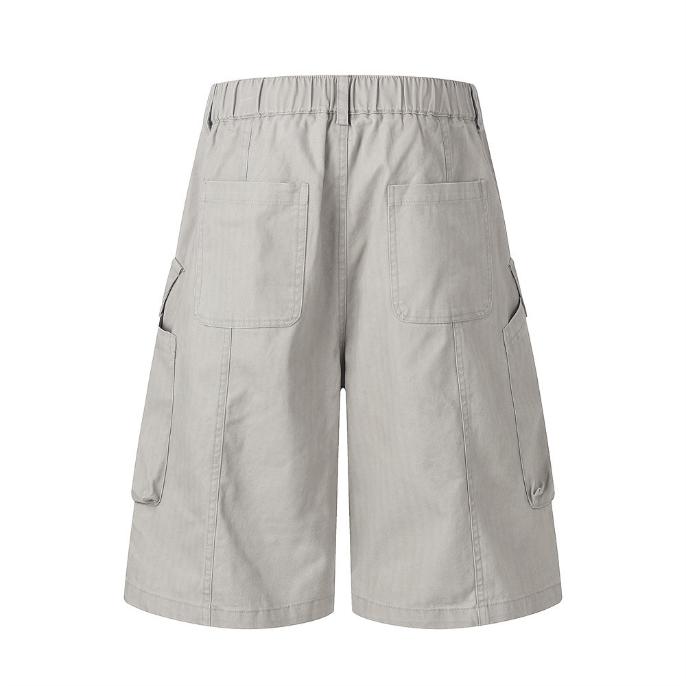 Herringbone patterned workwear with large pockets and shorts undefined