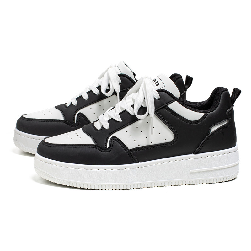 Spring Breathable White Sneakers for Students, Fashionable and Versatile Chunky Sole Casual Athletic Shoes for Teens, Low-Top Skate Style image 4