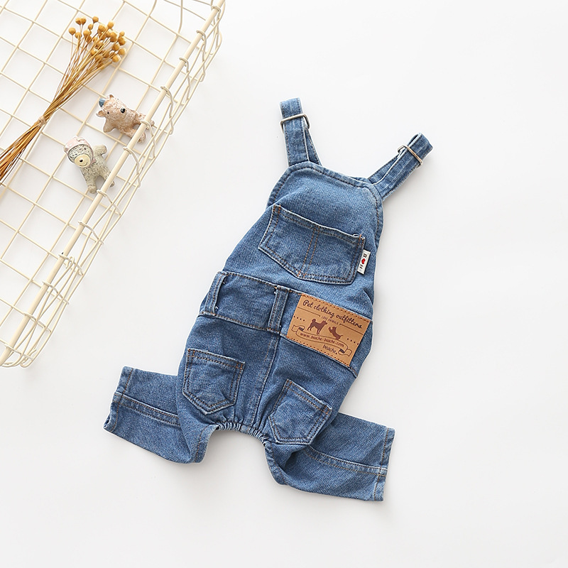 Washed Denim Comfortable Stretchy Jeans Pet Overalls
