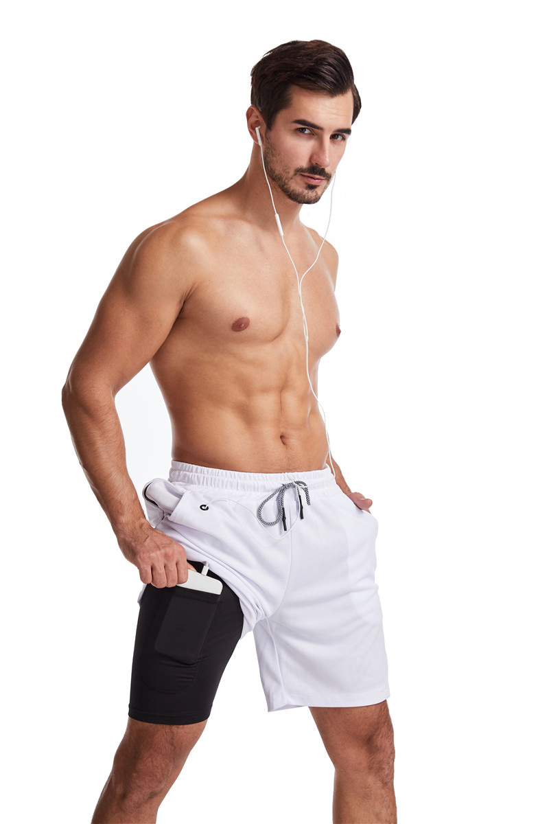 Men's Running Earphone Shorts, Quick-Dry Athletic Shorts, Fitness Fashionable Trendy Anti-See-Through Five-Inch Shorts undefined