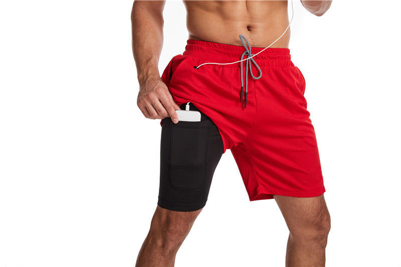 Men's Running Earphone Shorts, Quick-Dry Athletic Shorts, Fitness Fashionable Trendy Anti-See-Through Five-Inch Shorts undefined