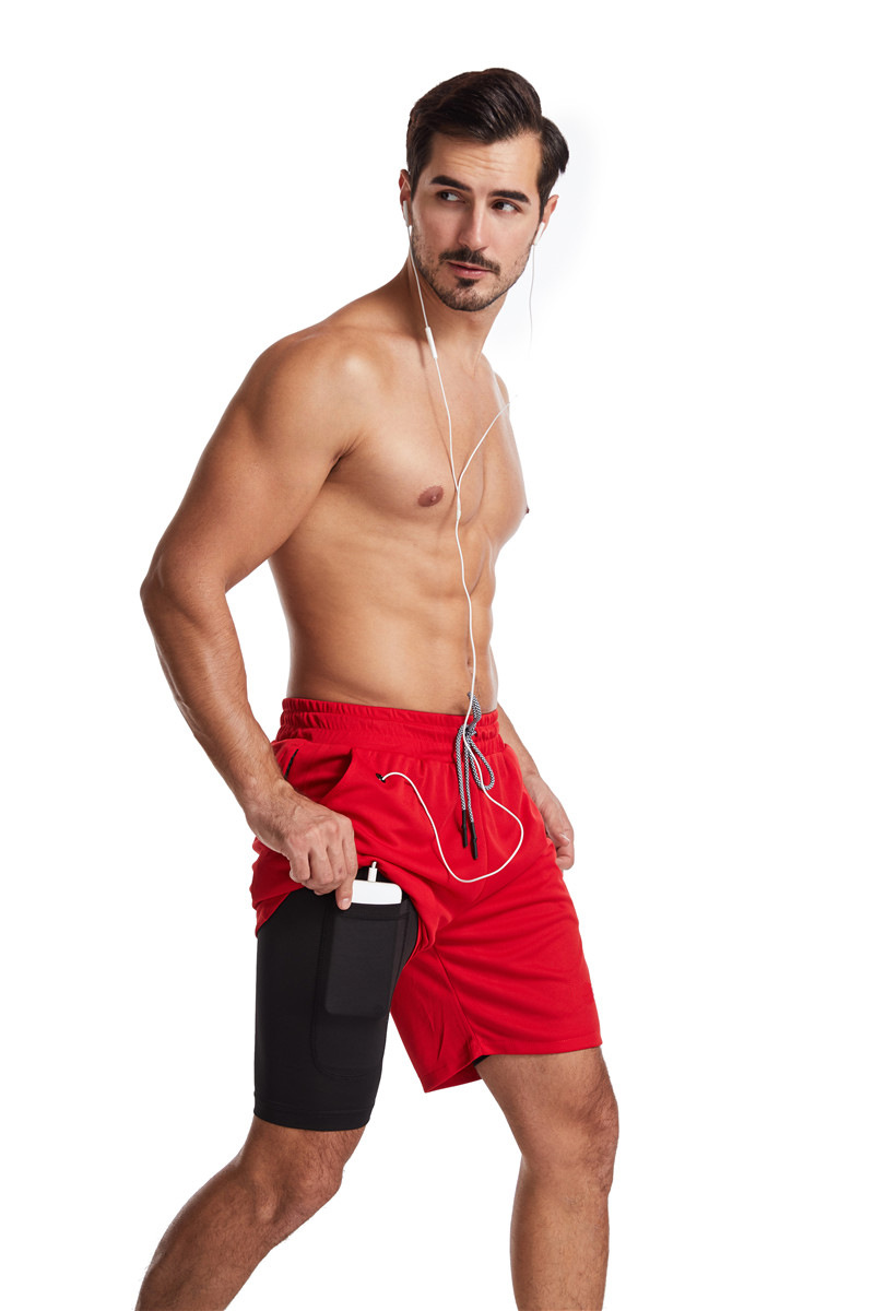 Men's Running Earphone Shorts, Quick-Dry Athletic Shorts, Fitness Fashionable Trendy Anti-See-Through Five-Inch Shorts undefined