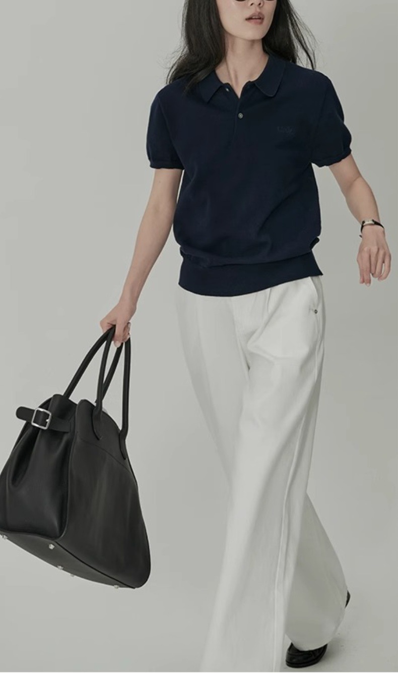Classic Knit Intellectual Literary Summer Vintage Short Sleeve Polo Shirt 481147ED790F6AD307CD936D29D9437A