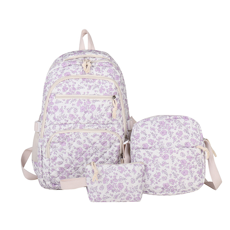 Small Fresh Floral Three Piece Backpack Set