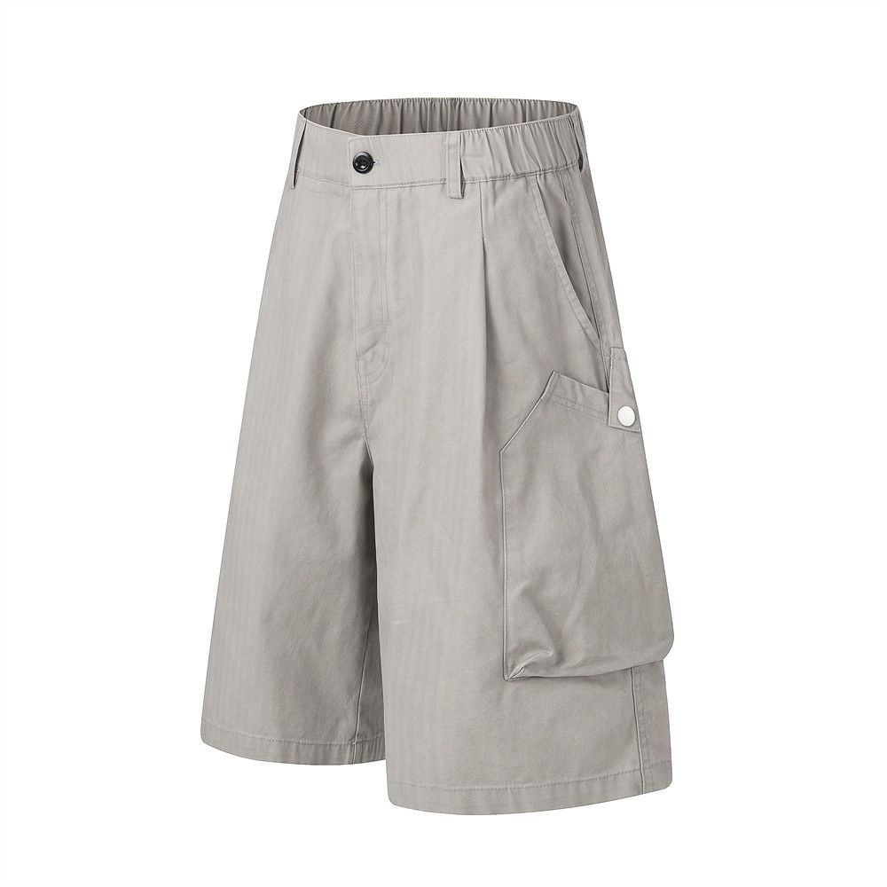 Herringbone patterned workwear with large pockets and shorts undefined