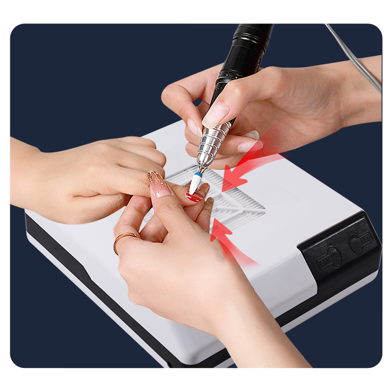 Japanese Style 60W High-Power Nail Dust Collector with Dual-Use Upright Filter for Nail Debris and