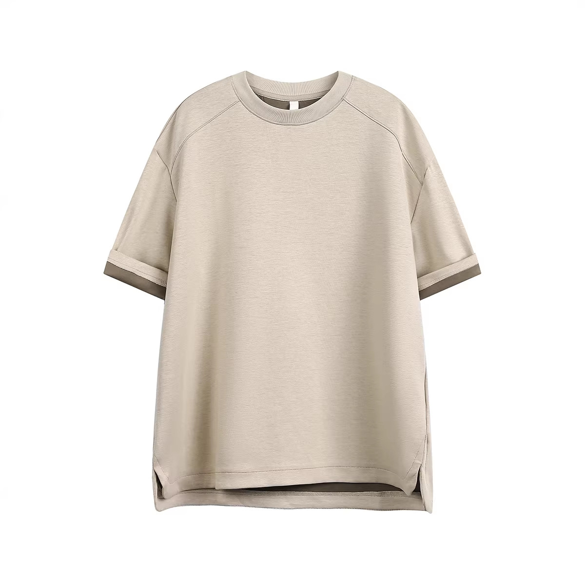 Color blocking Modal air layer short sleeved shirt