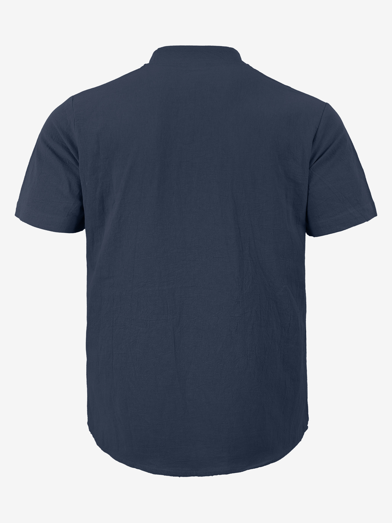 Casual Loose Cotton Linen Short Sleeve Shirt for Men with Stand Collar and Henley Neckline 77672FF97598BBF77B4092C1B71D6B65