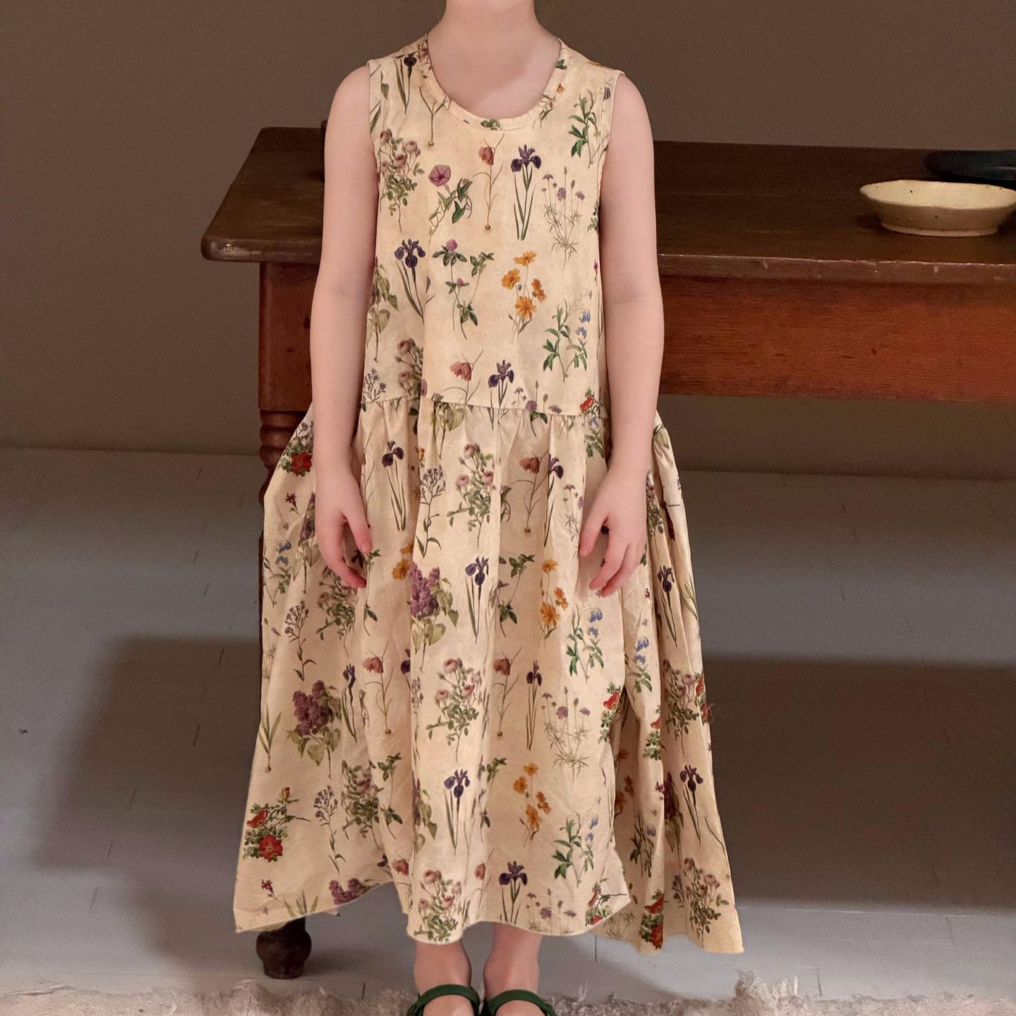 Printed Cotton Long Dress for Girls - Loose Fit Fashion Dress