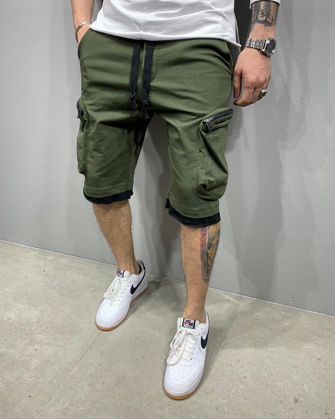 Summer Fitness Shorts for Men, Multi-Pocket Athletic Casual Hip-Hop Drawstring Cargo Pants, 5-Panel Shorts, Breathable Sporty Trendy undefined
