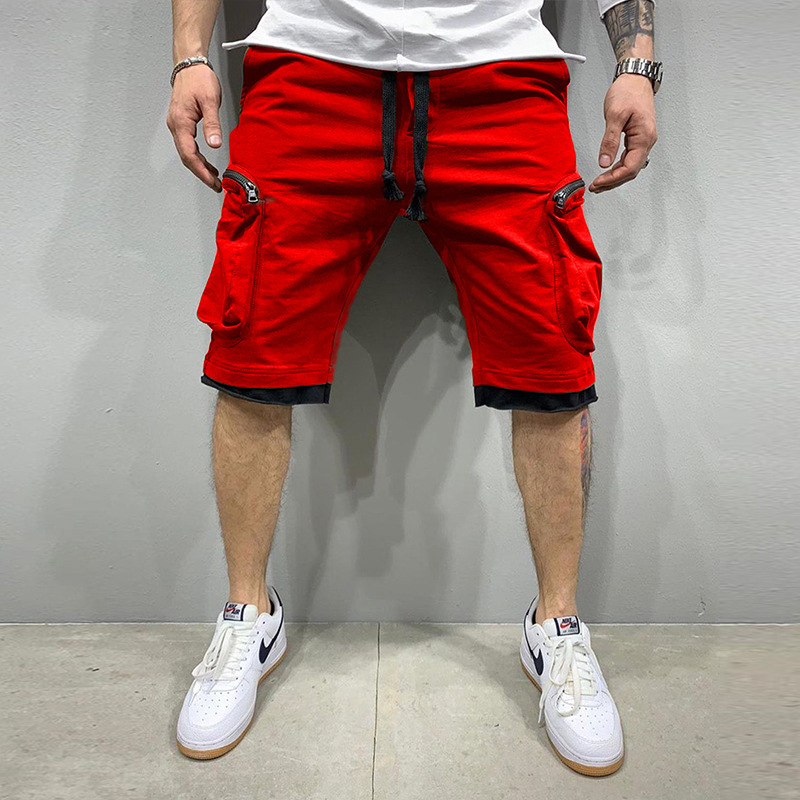 Summer Fitness Shorts for Men, Multi-Pocket Athletic Casual Hip-Hop Drawstring Cargo Pants, 5-Panel Shorts, Breathable Sporty Trendy undefined