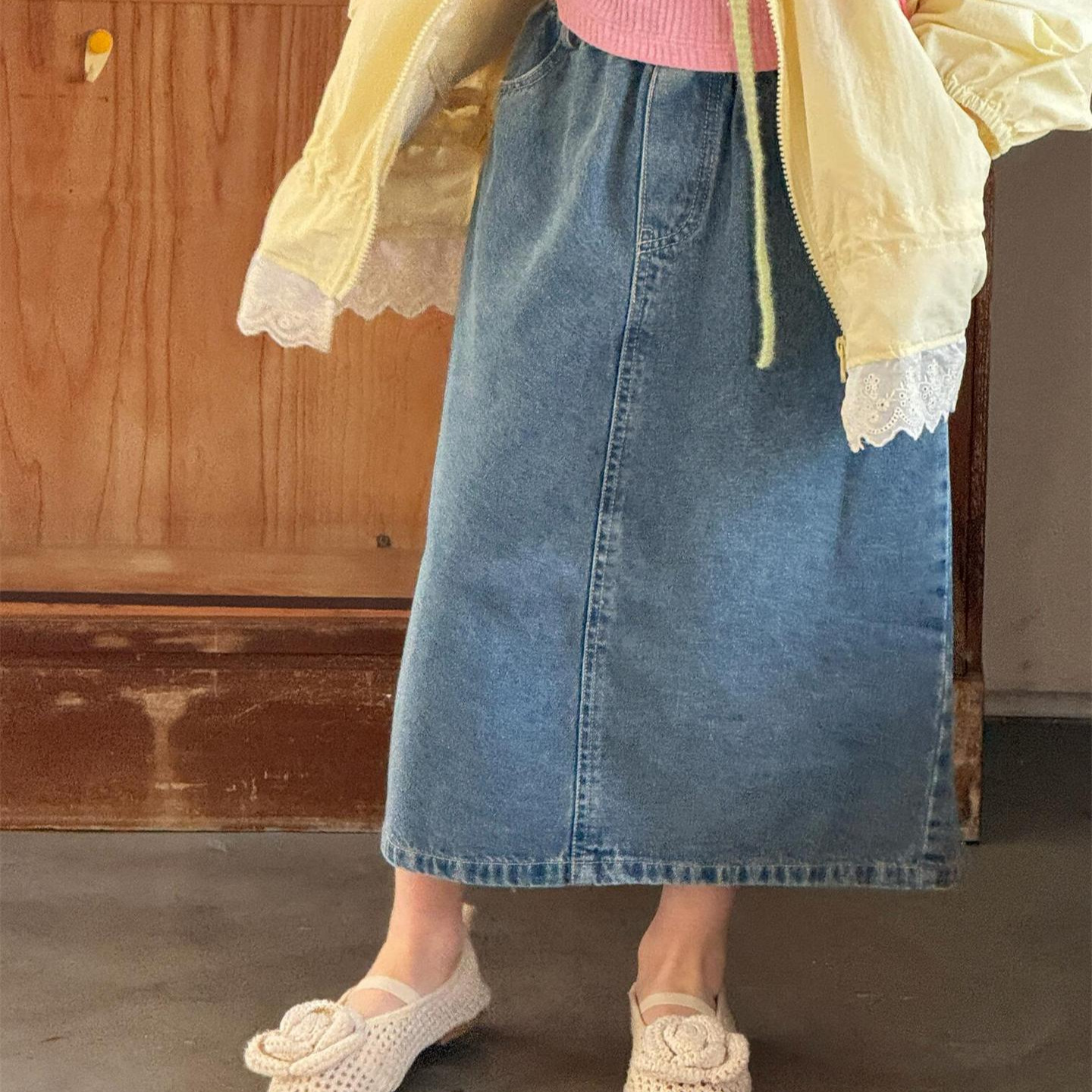 Spring NewChildren's Girl's Casual Denim Skirt, Literary Retro Versatile Half Skirt