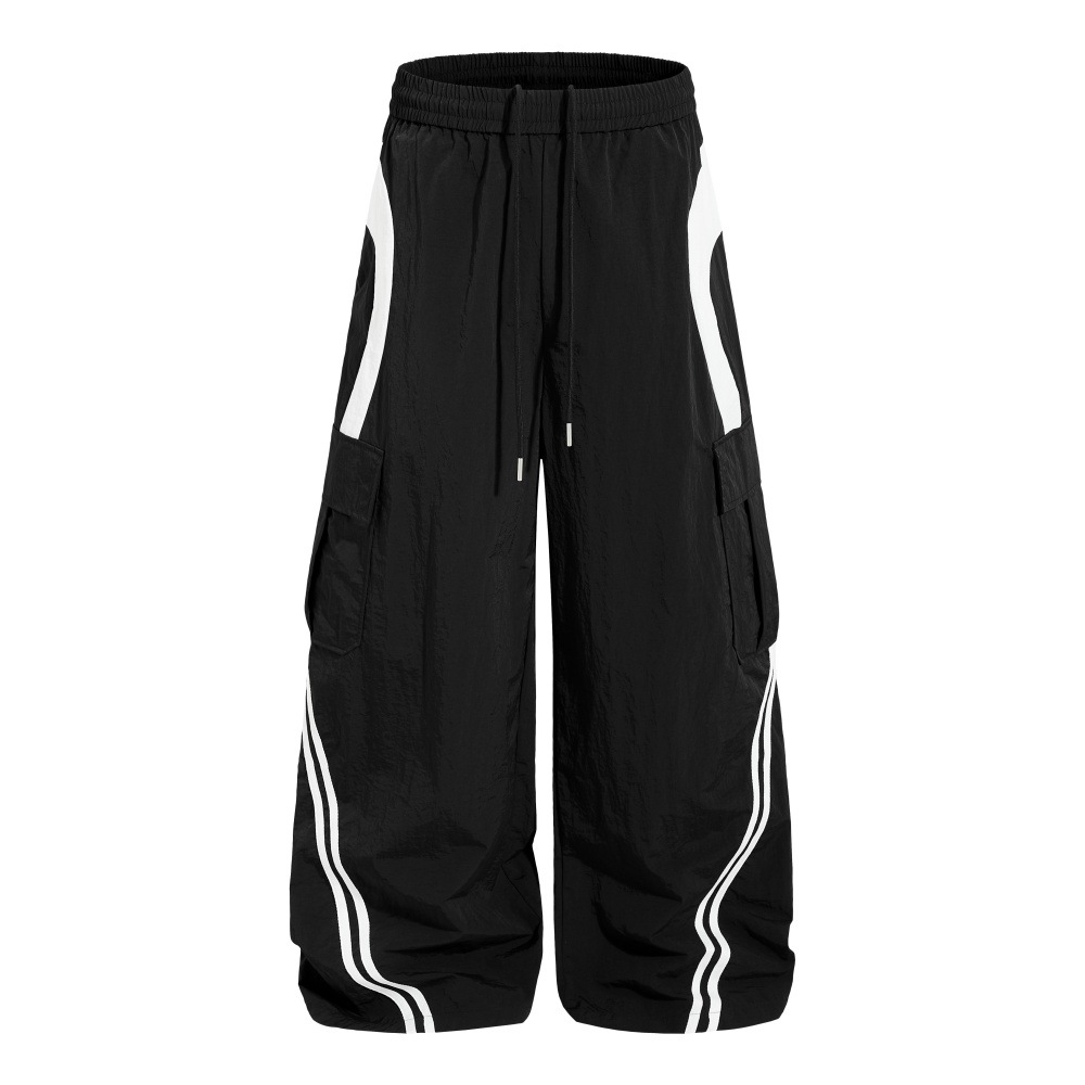 Multi pocket wide leg floor length pants