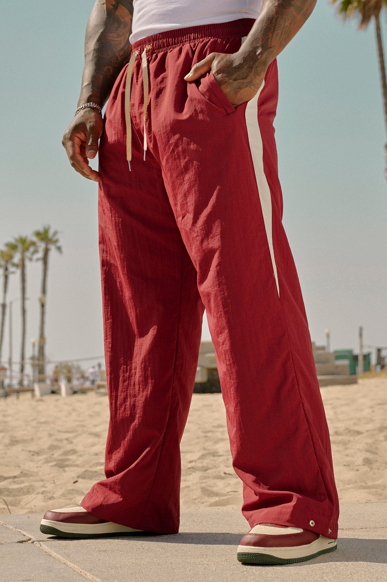 Pantalones grises de algodón y lino para hombre