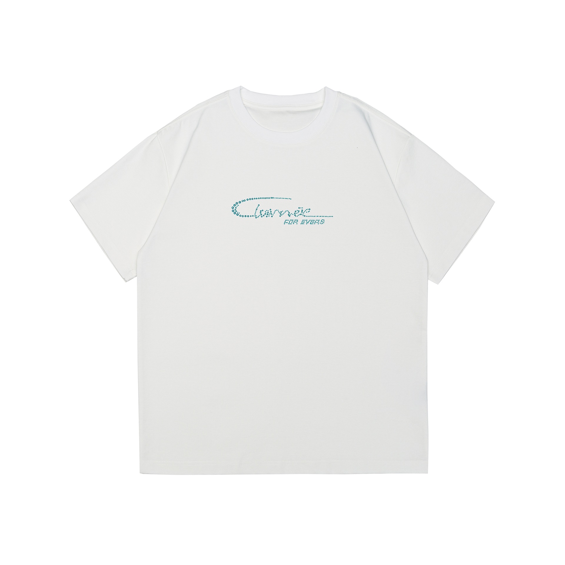 Pearl letter round neck loose men's and women's short sleeves