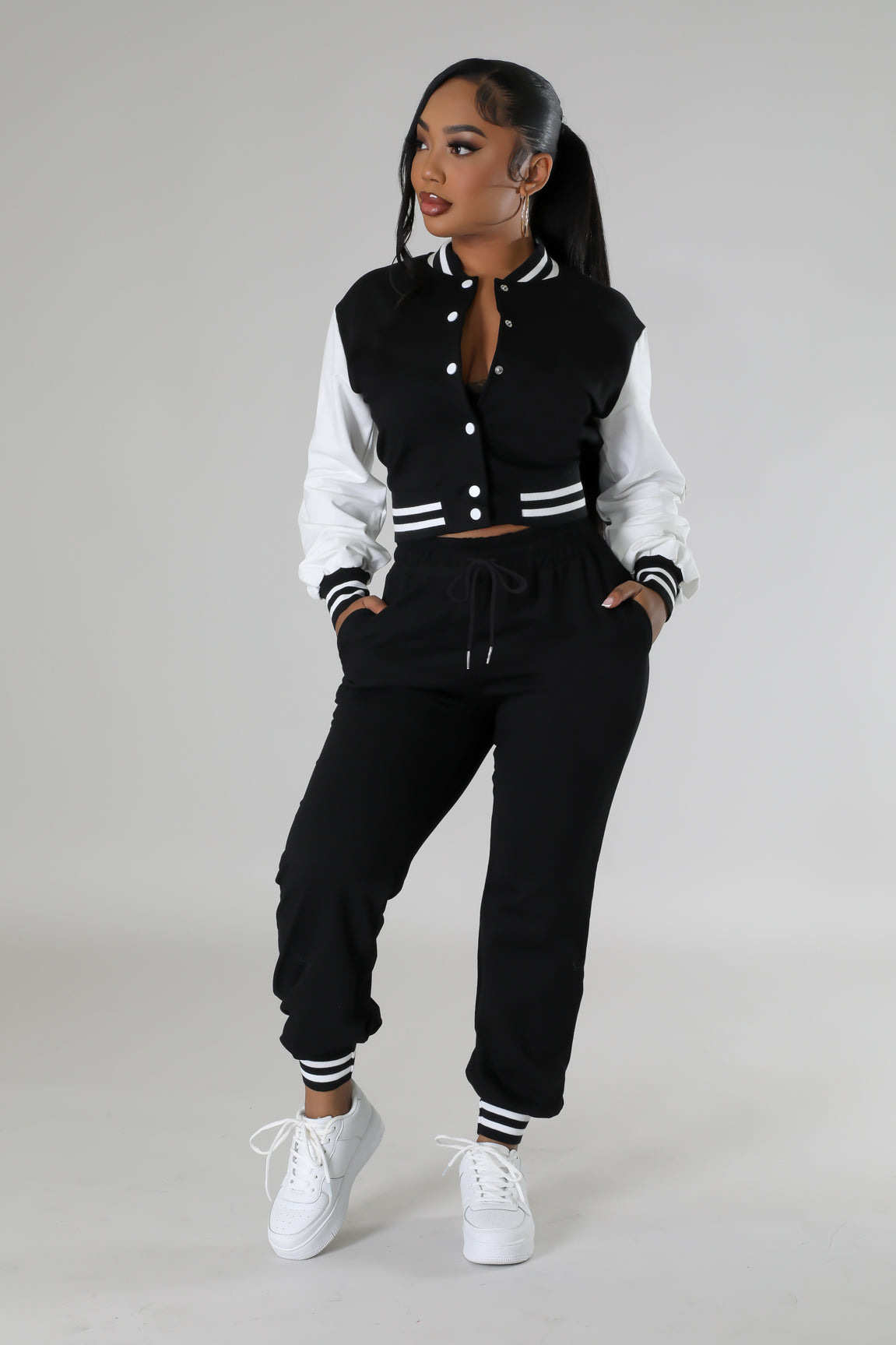 Women's Sporty Varsity Two-Piece Set