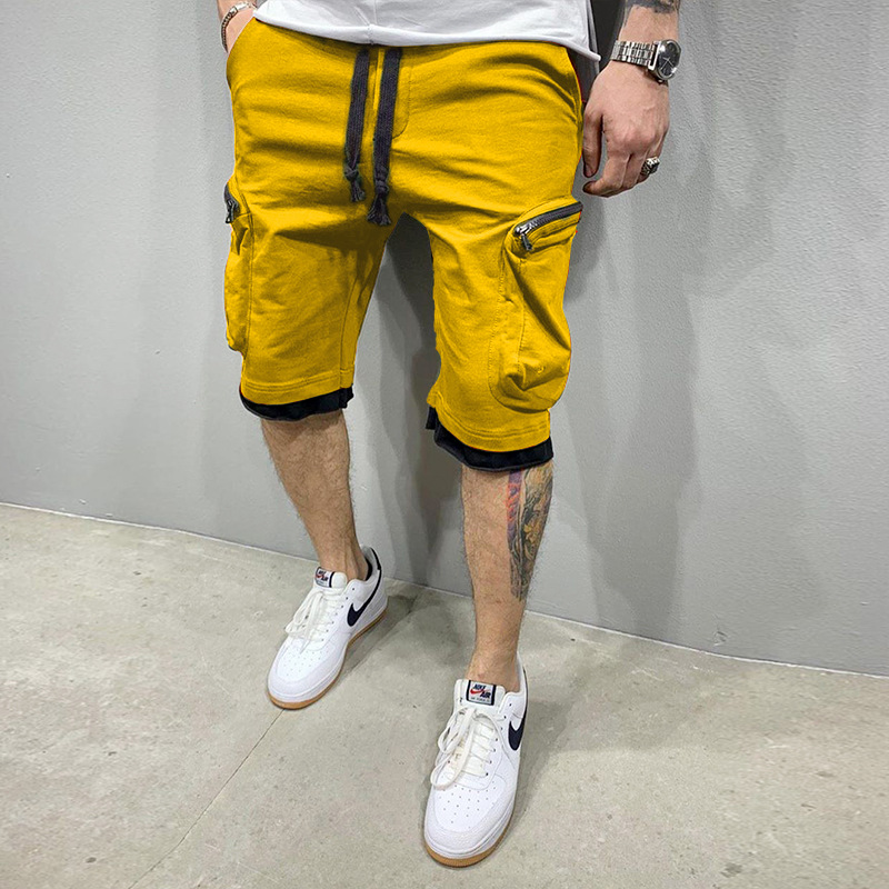 Summer Fitness Shorts for Men, Multi-Pocket Athletic Casual Hip-Hop Drawstring Cargo Pants, 5-Panel Shorts, Breathable Sporty Trendy undefined