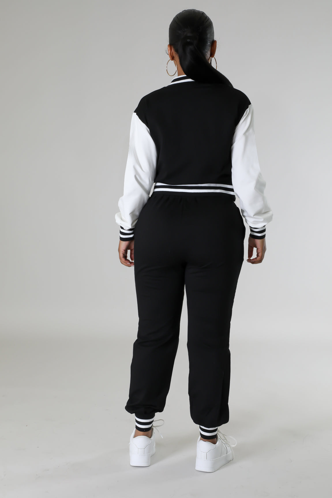 Splicing Stripe Varsity Set Women