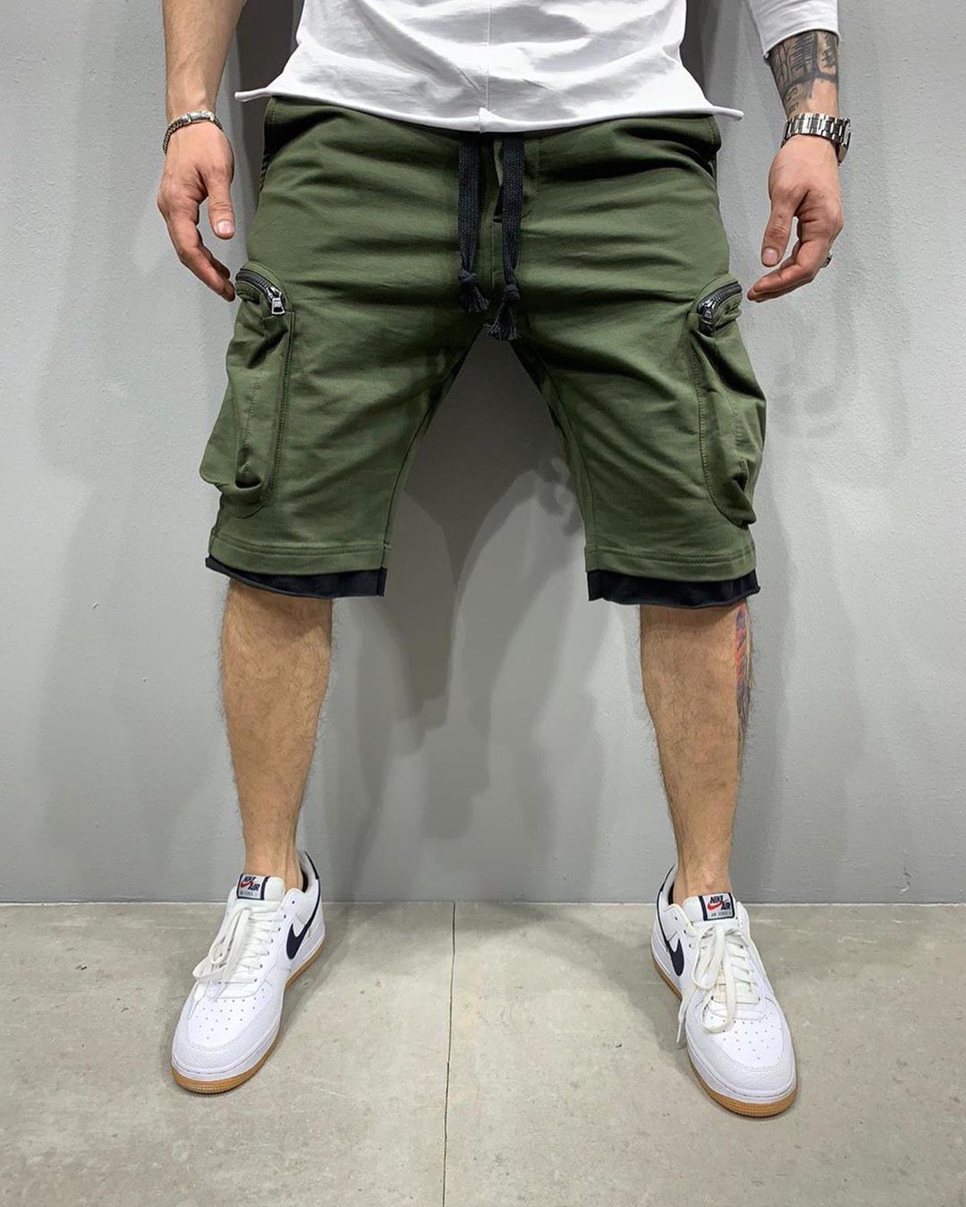 Summer Fitness Shorts for Men, Multi-Pocket Athletic Casual Hip-Hop Drawstring Cargo Pants, 5-Panel Shorts, Breathable Sporty Trendy undefined