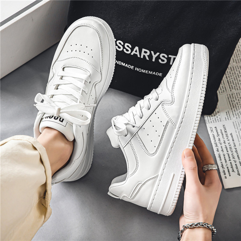 Spring Breathable White Sneakers for Students, Fashionable and Versatile Chunky Sole Casual Athletic Shoes for Teens, Low-Top Skate Style image 5