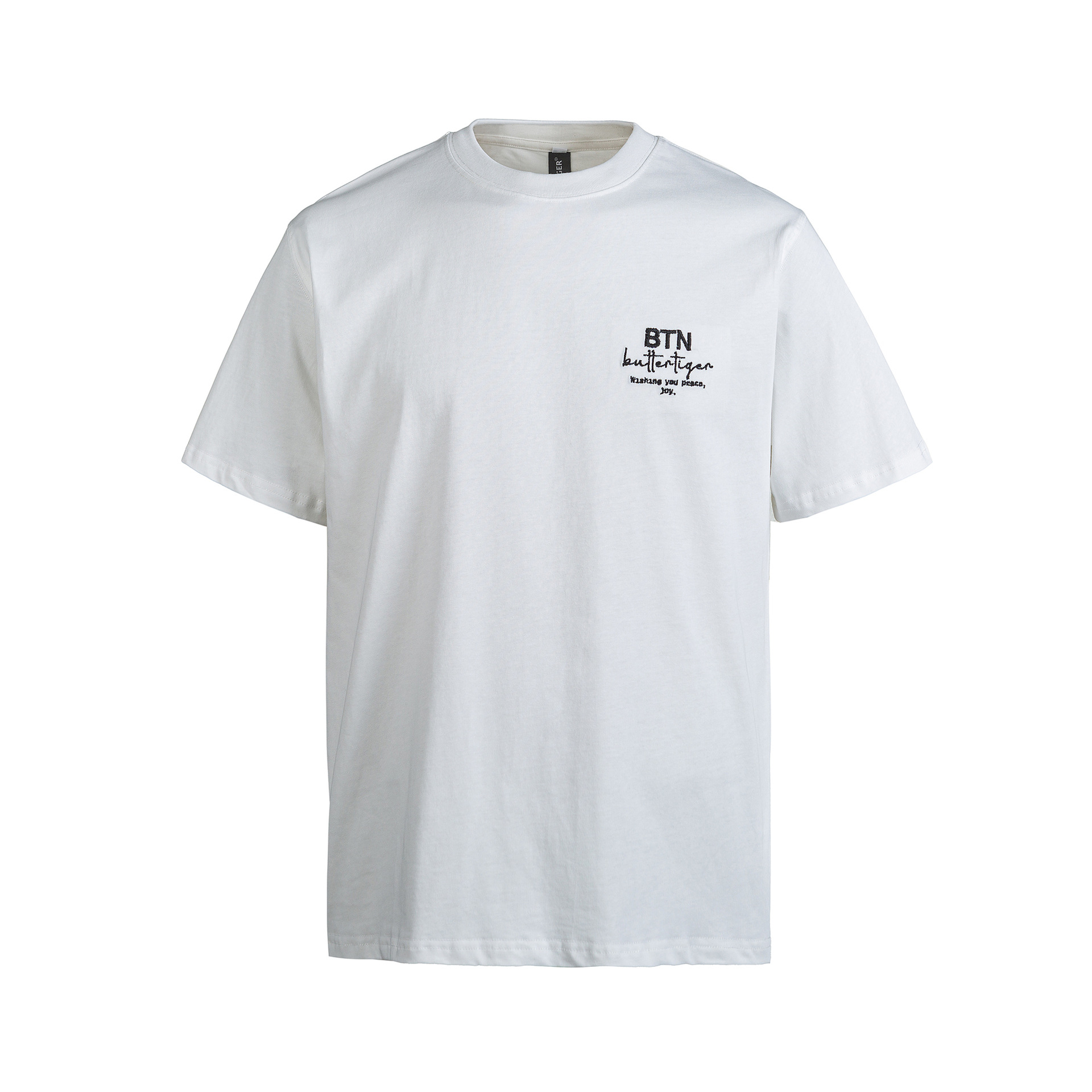 Embroidered loose men's and women's short sleeves with front shoulder slogan