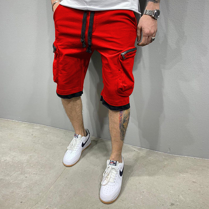 Summer Fitness Shorts for Men, Multi-Pocket Athletic Casual Hip-Hop Drawstring Cargo Pants, 5-Panel Shorts, Breathable Sporty Trendy undefined