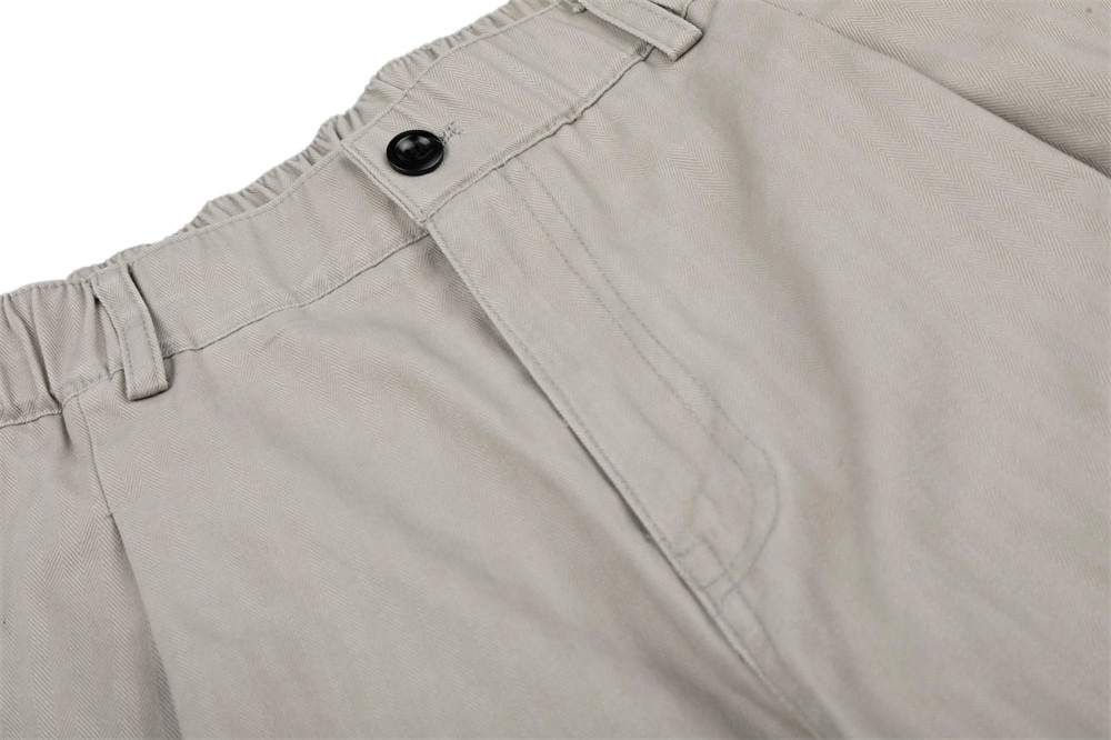 Herringbone patterned workwear with large pockets and shorts undefined