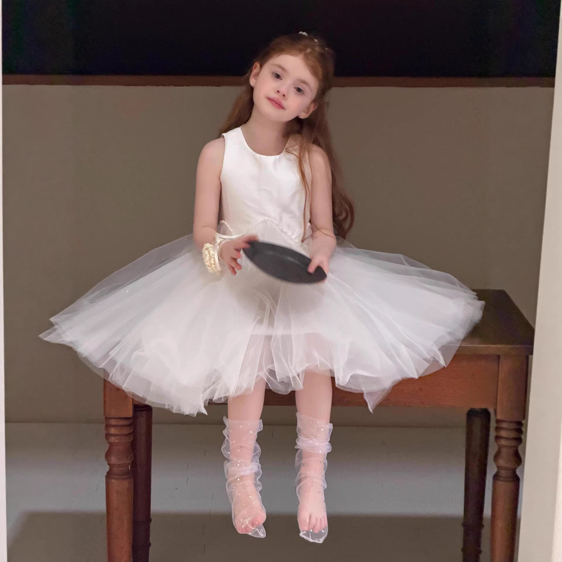 Children's Dress, White Puff Skirt, Birthday Princess Dress, Girls' Summer