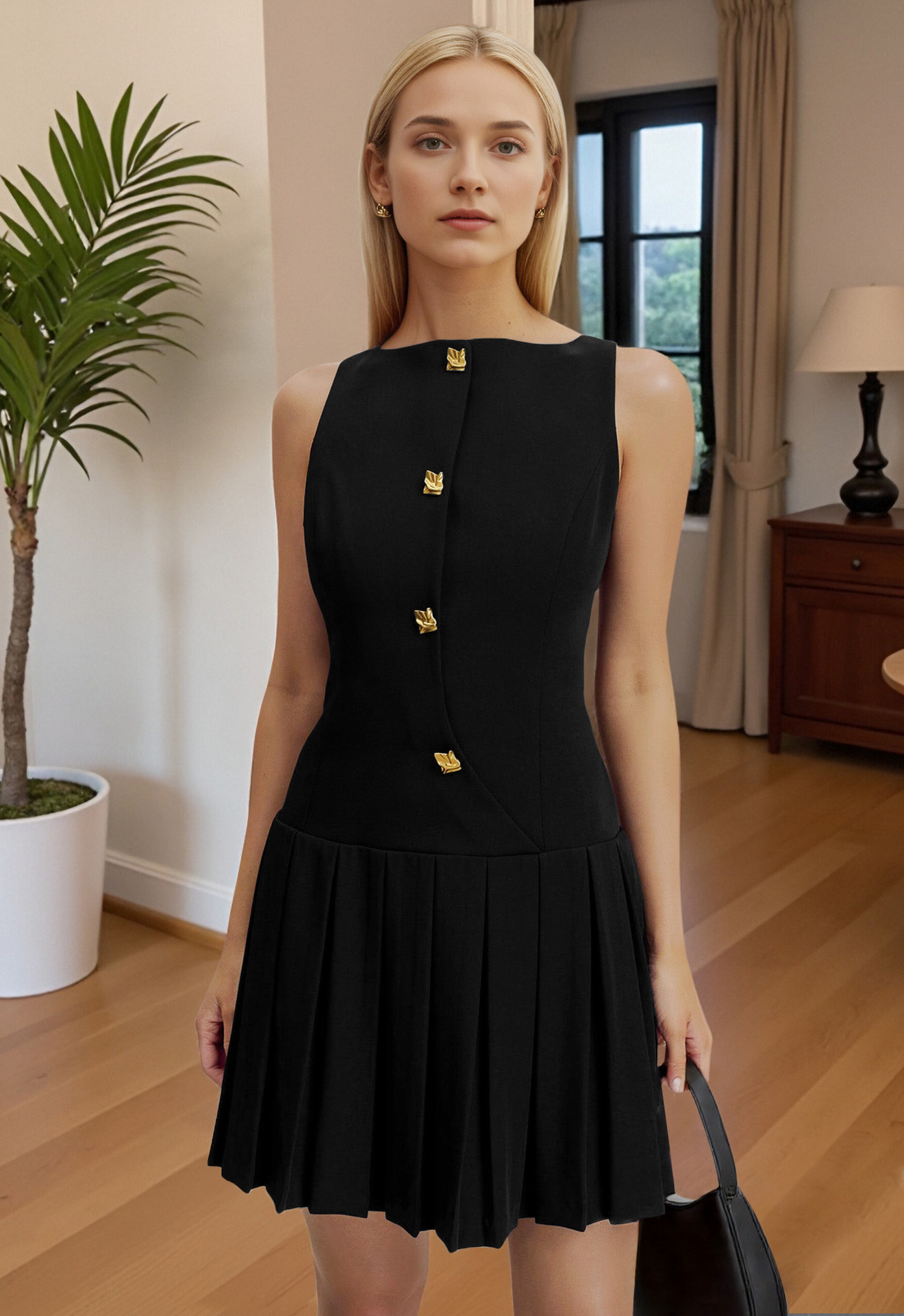 Royal blue V-neck sleeveless high waist ruched mini dress – chic going out look