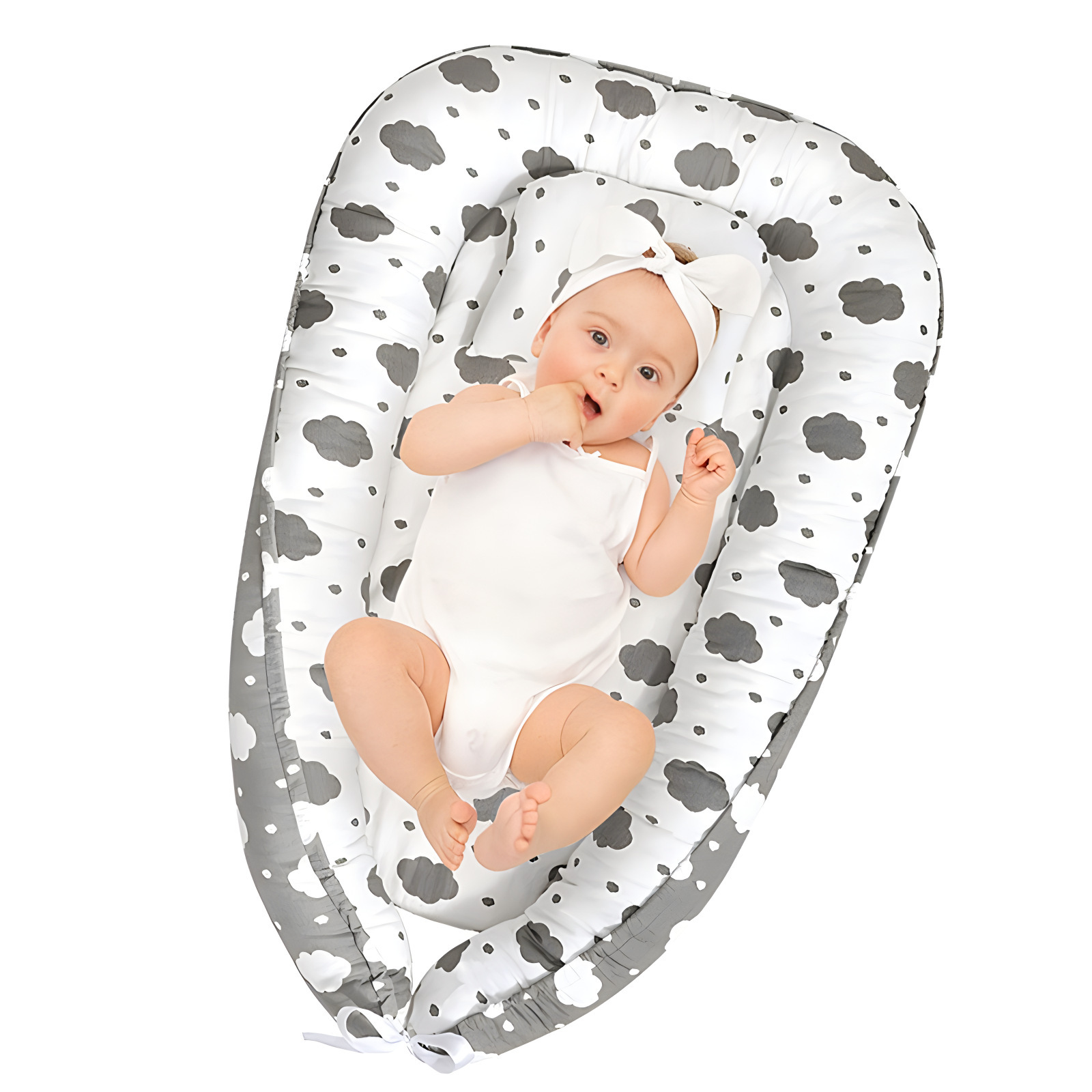Removable and washable portable anti pressure baby crib pillow travel nest foldable