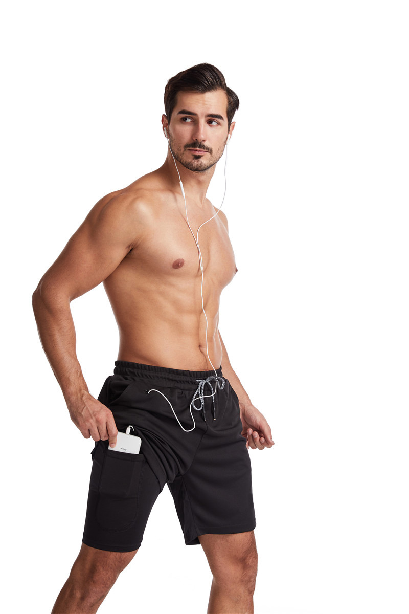 Men's Running Earphone Shorts, Quick-Dry Athletic Shorts, Fitness Fashionable Trendy Anti-See-Through Five-Inch Shorts undefined
