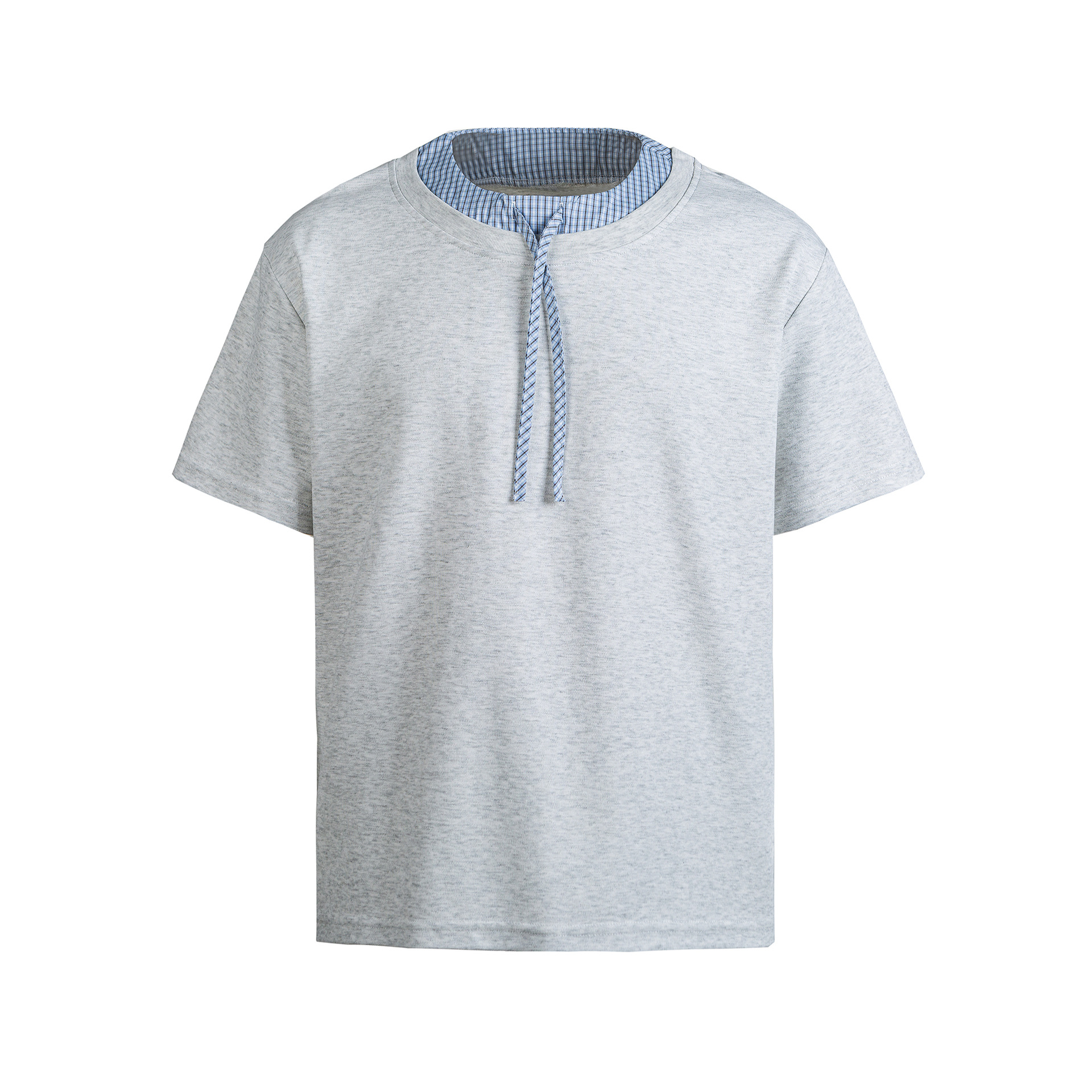 Color blocked strap fake two round neck T-shirts