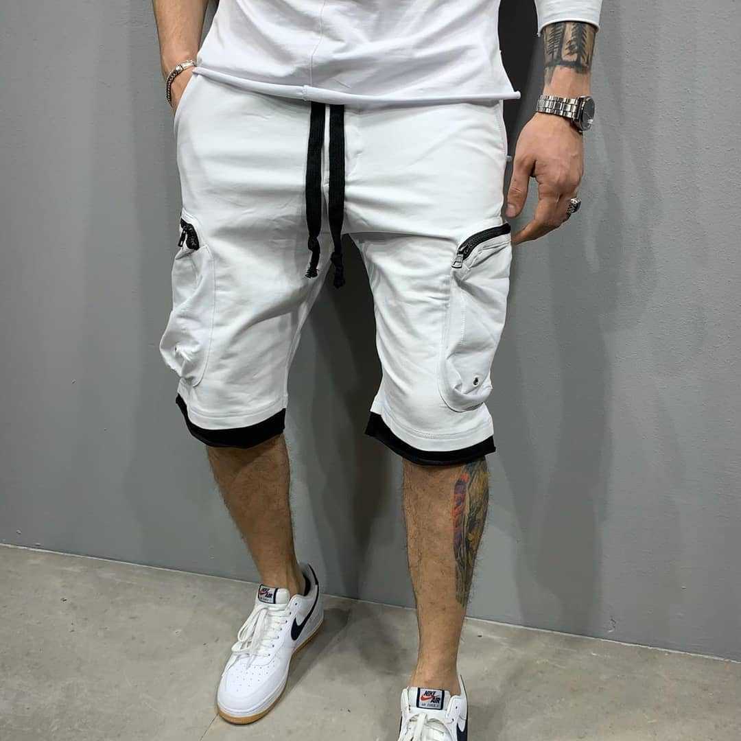 Summer Fitness Shorts for Men, Multi-Pocket Athletic Casual Hip-Hop Drawstring Cargo Pants, 5-Panel Shorts, Breathable Sporty Trendy undefined