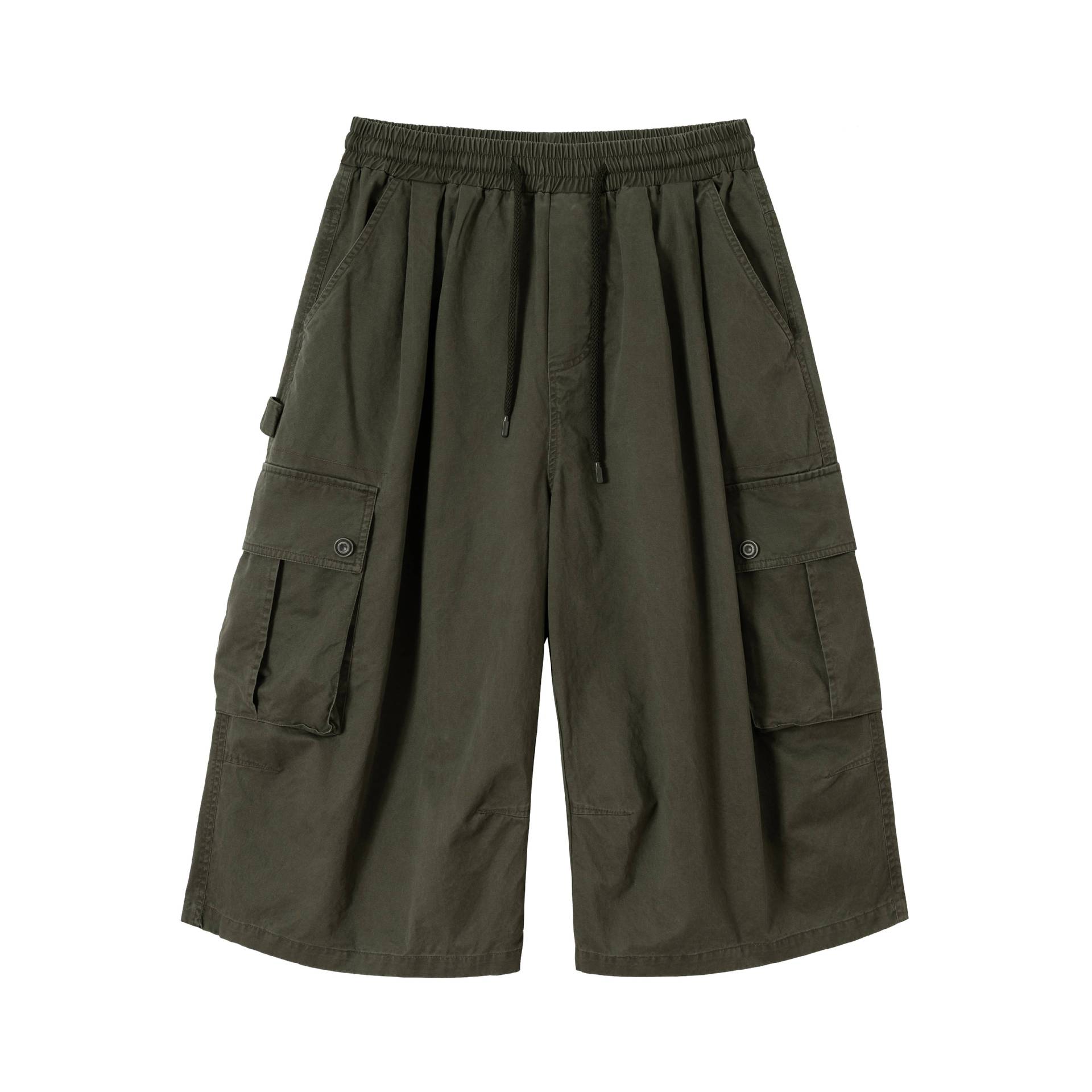 Workwear Wide Leg Casual Seven-Eighth Pants with Large Pockets, Loose Fit, Unisex Style