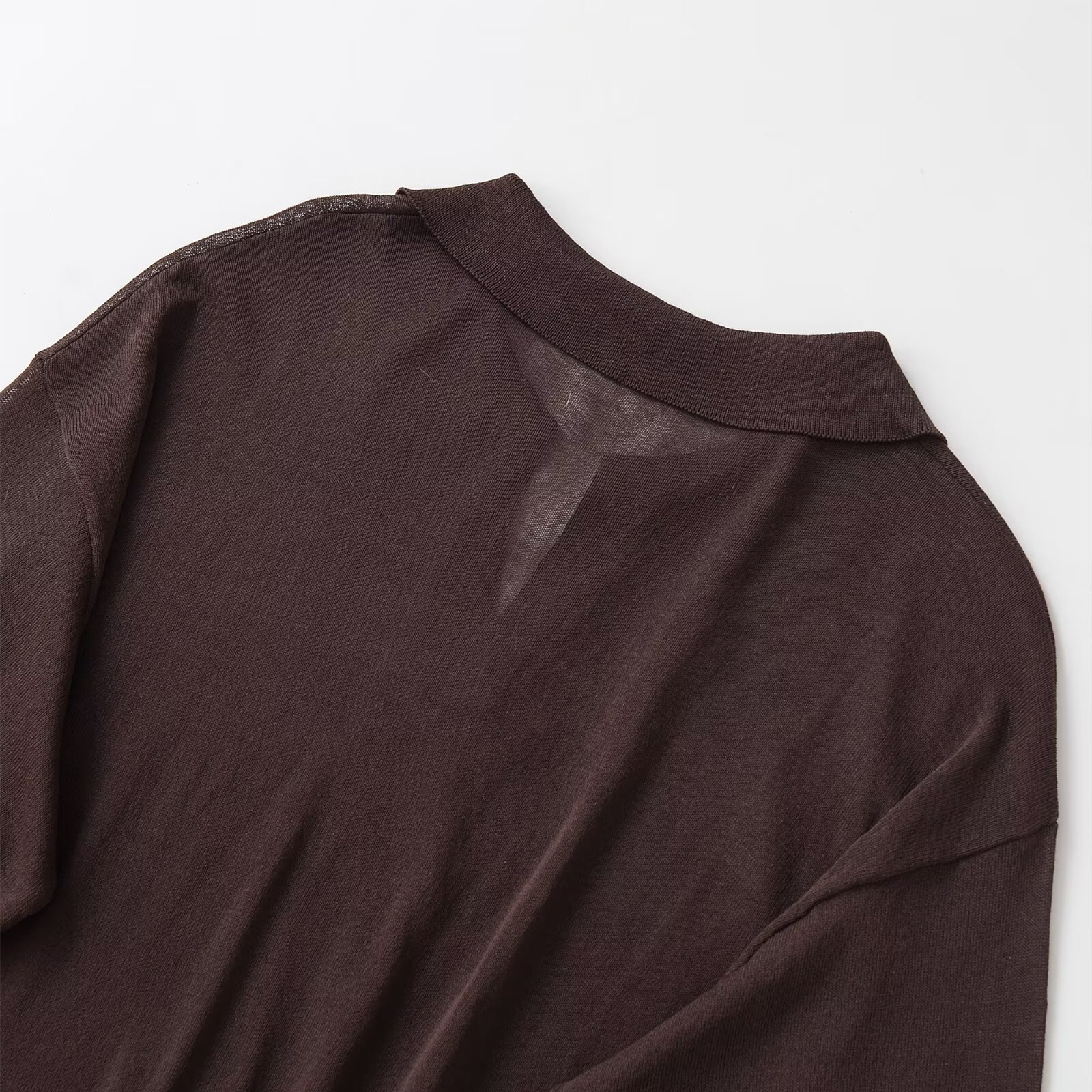 Long sleeved pleated decorative polo knit shirt undefined