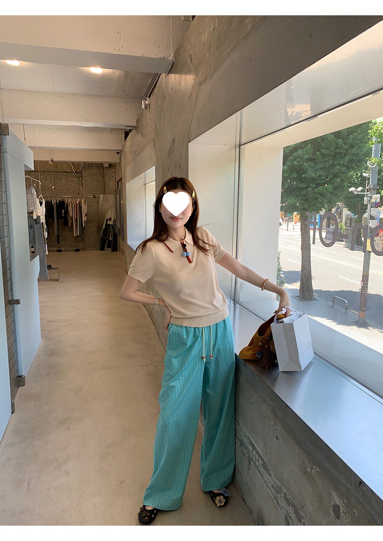 Cherry Color-blocked Polo Knit Shirt with Silk Lyocell Blend 091AE53DDE334ED59CA35A74794A0DB8