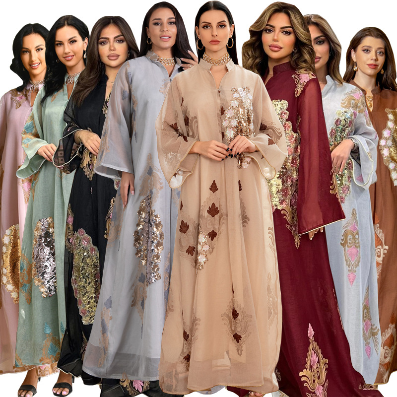 Beaded sequin long-sleeve evening gown - Vilmere