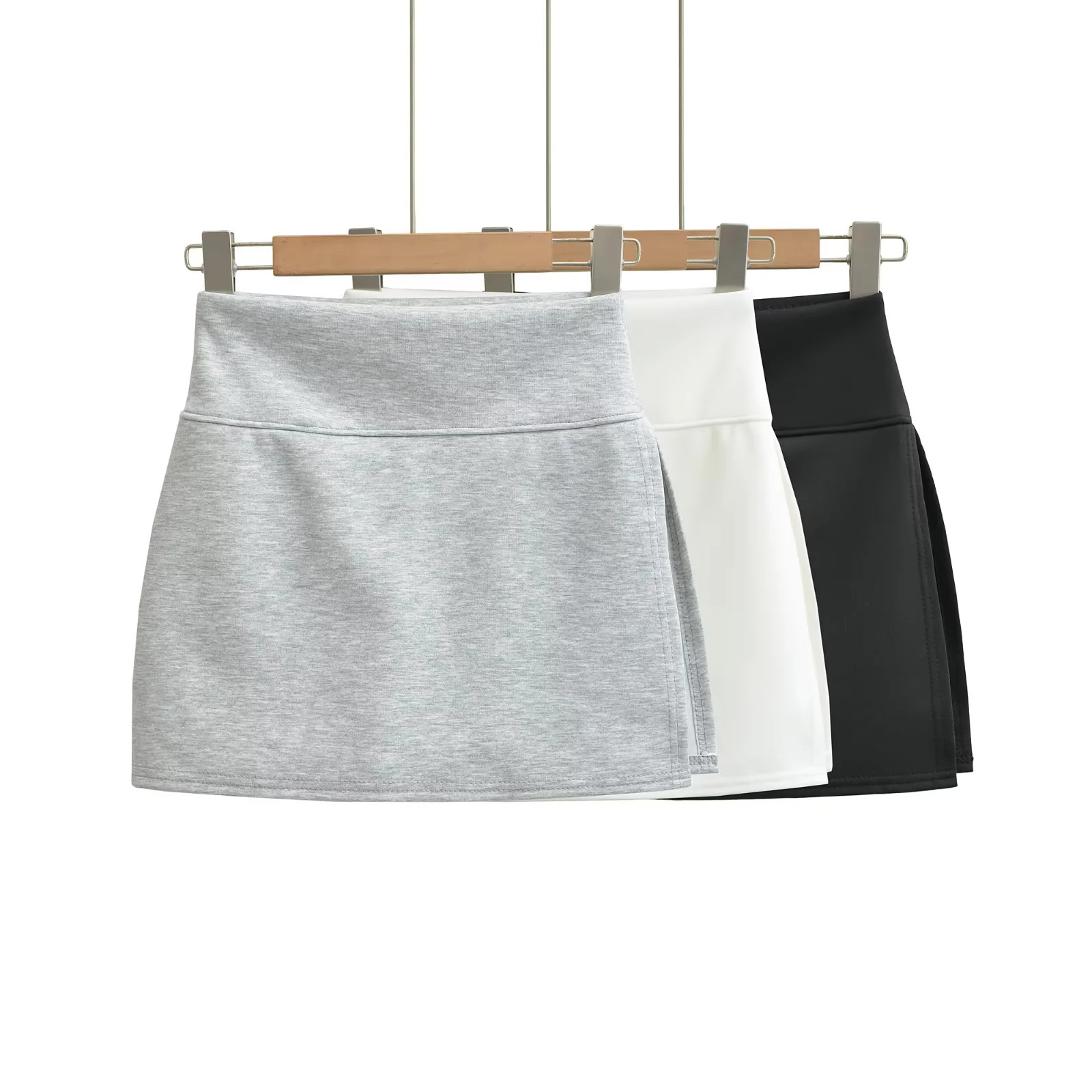 Tennis Air Layer High Waist Sweat Skirt Women's Gray Side Split Sporty Style Mini Skirt