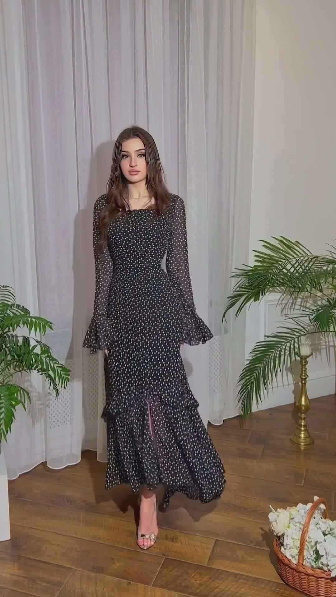 Ruffle lantern sleeve dress sleeve detail