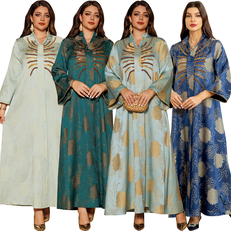 Embroidered beaded V-neck maxi dress - Vilmere