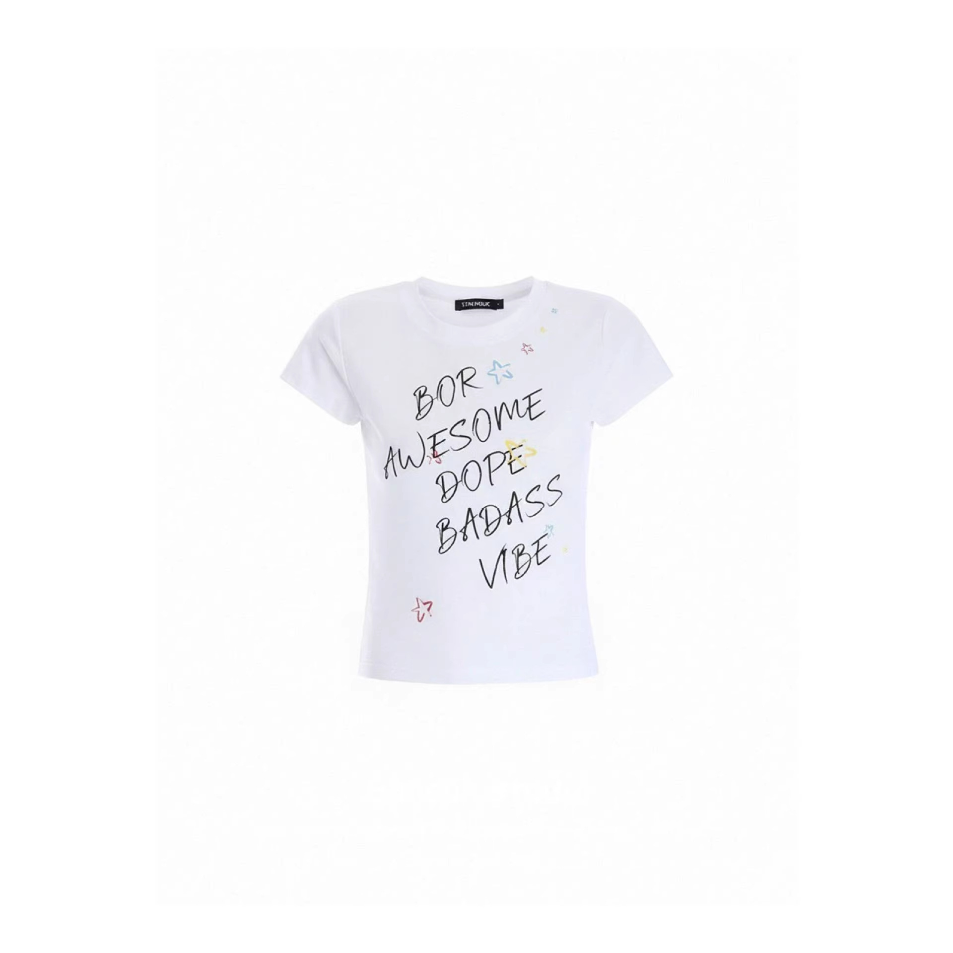 Letter Print Regular Shoulder Short Sleeve T-Shirt for Women