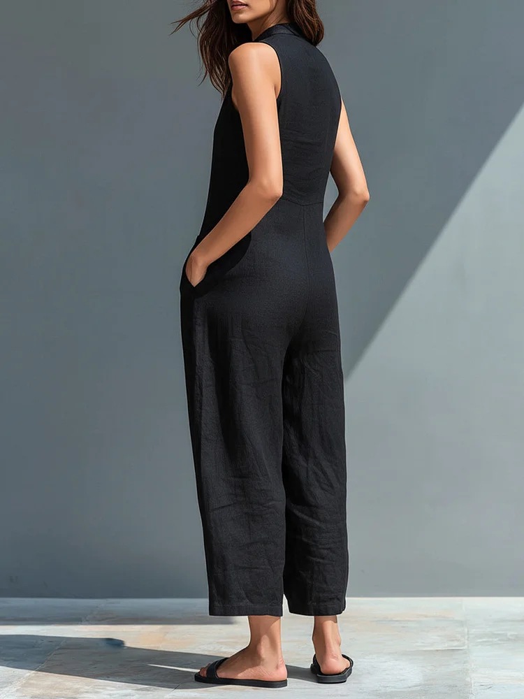 Mono de lino azul estilo casual