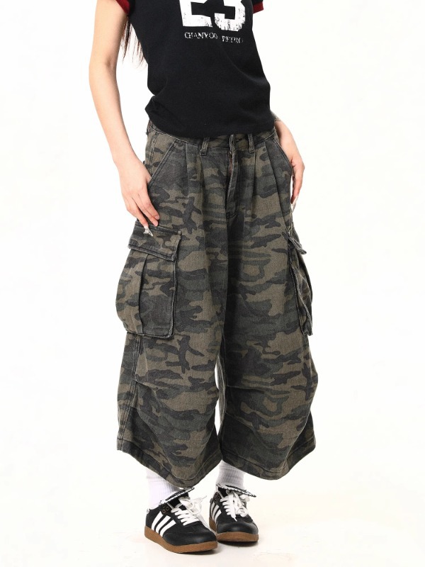 Pantalones camuflados de mezclilla para hombres y mujeres