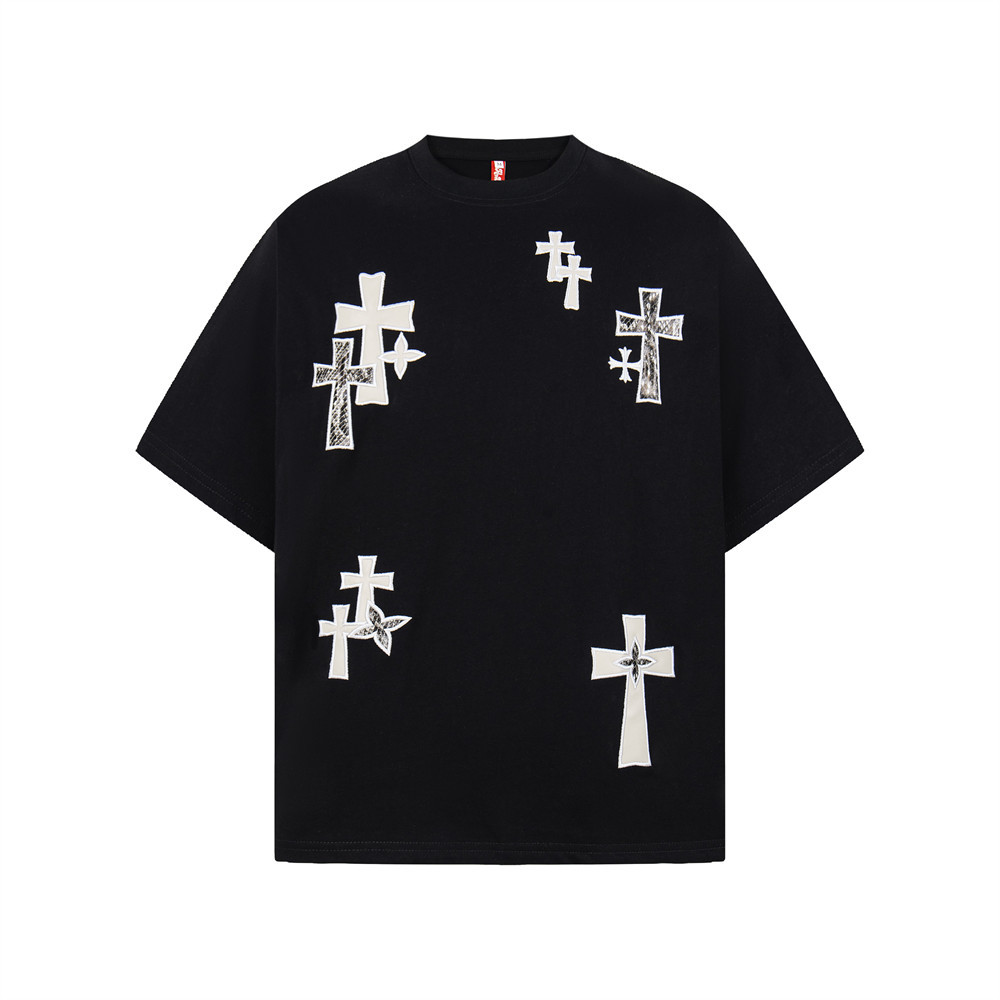Oversized Cross Patch Gothic T Shirt Punk Grunge Streetwear Cotton Tee